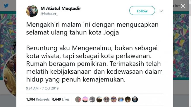 Cuitan Atiatul Muqtadir - (Twitter/@fathuurr_)