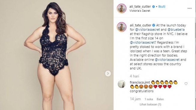 Ali Tate Cutler, model ukuran plus pertama Victoria's Secret yang menuai kontroversi. (Dok. Instagram)