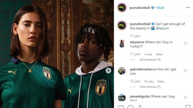 Jersey baru Timnas Italia berwarna hijau. (Instagram/pumafootball)