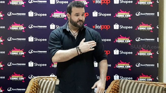 Austin St John menghadiri acara Indonesia Comic Con 2019. [Sumarni/Suara.com]