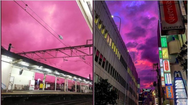 Fenomena Langit Pink di Jepang Menjelang Topan (twitter.com/gucciking88)