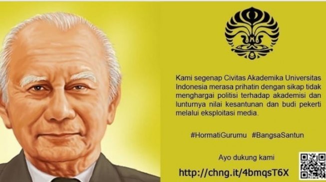 Civitas Akademika UI membuat petisi agar Arteria Dahlan meminta maaf ke Emil Salim. (istimewa).