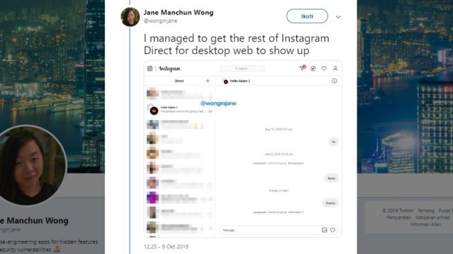 Fitur baru Instagram, kirim pesan langsung lewat desktop. [Twitter]