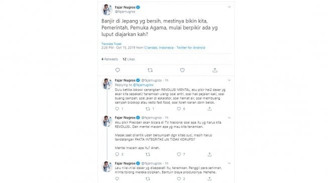 Sutradara kenamaan Fajar Nugros menyinggung Revolusi Mental. (twitter @fajarnugros)