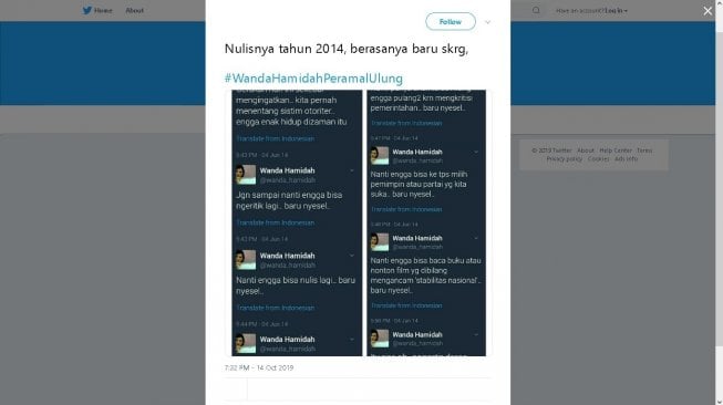 #WandaHamidahPeramalUlung trending di Twitter - (Twitter)