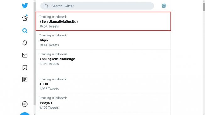 #BelaUlamaBelaGusNur jadi trending topic - (Twitter)