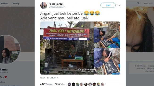 Jual beli unik, ketombe. [Twitter]