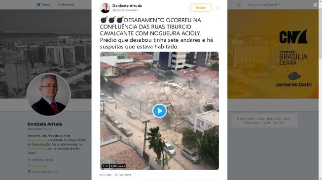 Apartemen 7 lantai di Brasil ambruk - (Twitter/@donizetearruda7)