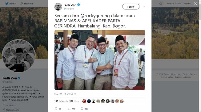 Rocky Gerung di Rapimnas Gerindra - (Twitter/@fadlizon)