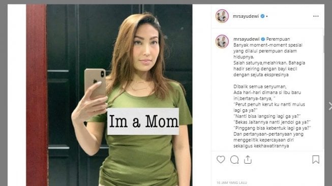 Ayu Dewi mengajak pengikutnya di Instagram untuk mendukung ibu baru (Instagram/Mrs Ayu Dewi)