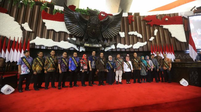 Suasana gladi kotor pelantikan Presiden dan Wakil Presiden di Kompleks Parlemen, Jakarta, Jumat [Suara.com/Arya Manggala]
