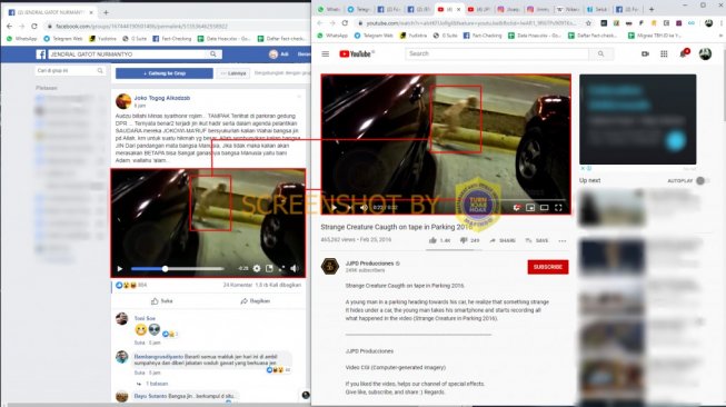 Bidik layar Facebook dan Youtube. (Turnbackhoax.id)