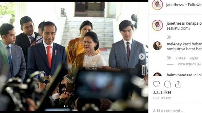 Kaesang Pangarep di tengah keluarga Presiden Jokowi. (@ janethesss/instagram)