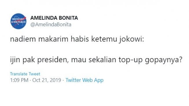 Cuitan warganet dipanggilnya Nadiem Makarim ke Istana Negara. [Twitter]