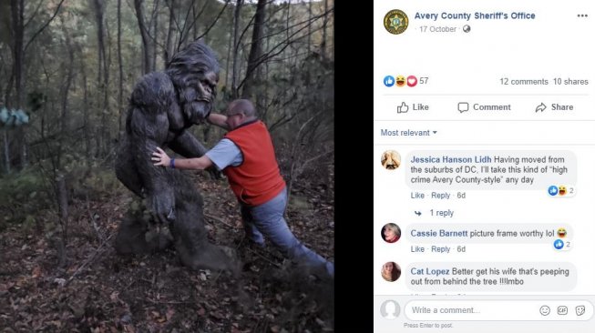 Penemuan 'Bigfoot' di Tengah Hutan (facebook.com/Avery County Sheriff's Office)