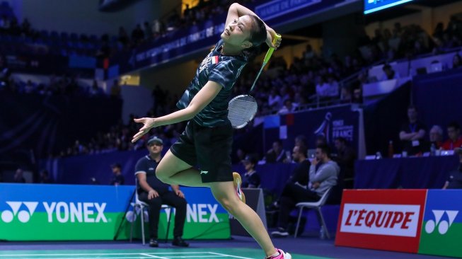 Tunggal putri Indonesia, Fitriani, menang atas Neslihan Yigit (Turki) di babak pertama French Open 2019, Rabu (23/10). [Humas PBSI]