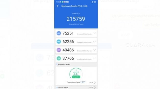 Benchmark AnTuTu Realme XT. [Suara.com/Tivan Rahmat]