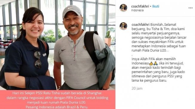  Fakhri Husaini berharap Indonesia terpilih tuan rumah Piala Dunia U-20 2021. (Instagram/@coachfakhri).