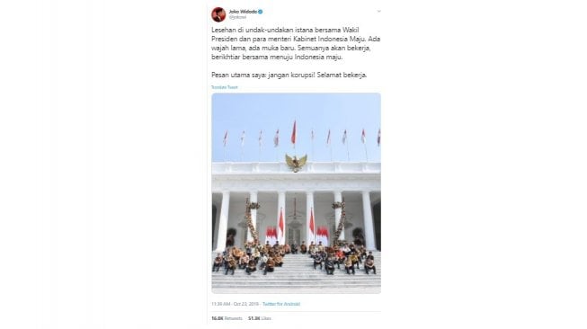 Unggahan Foto Kabinet Baru, Gaya Duduk Jokowi Bikin Warganet Salah Fokus