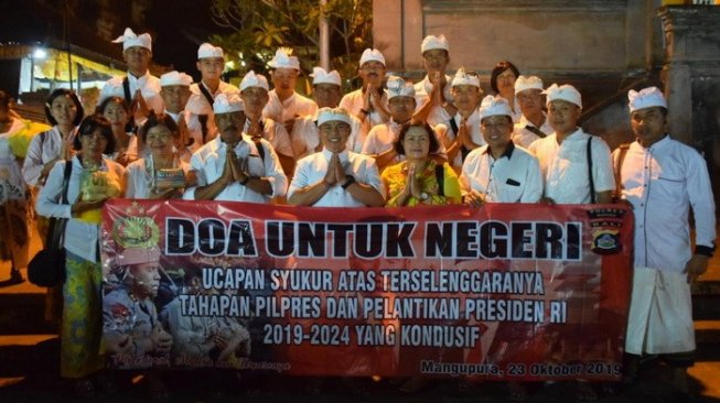 Pemilu dan Pelantikan Presiden Aman, Polres Badung Doa Bersama