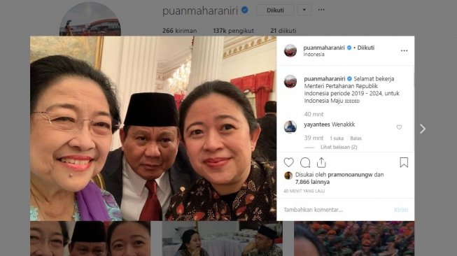 Foto selfie Megawati, Prabowo Subianto dan Puan Maharani (instagram/@puanmaharaniri)