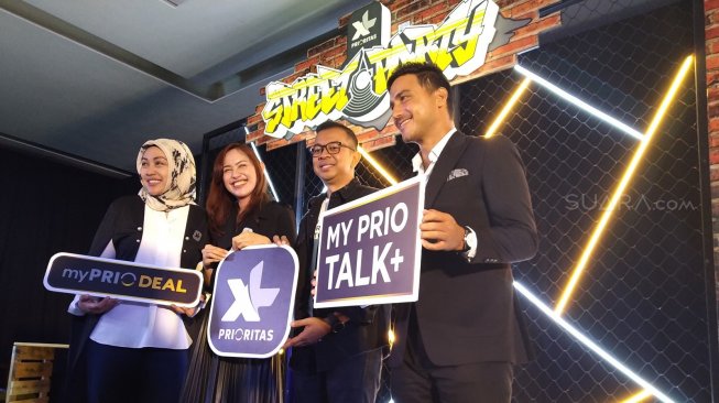 XL Prioritas luncurkan paket baru MyPRIO Talk+ di Jakarta, Jumat (25/10/2019). [Suara.com/Tivan Rahmat]