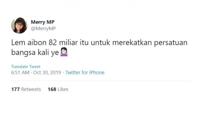 Cuitan warganet, anggaran belanja lem aibon. [Twitter] 