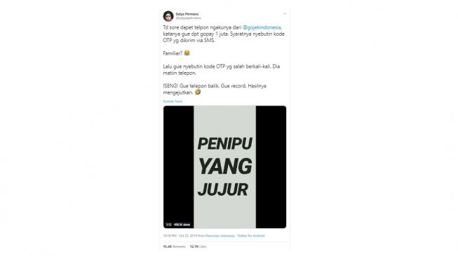 Aksi penipu mengaku. [Twitter]