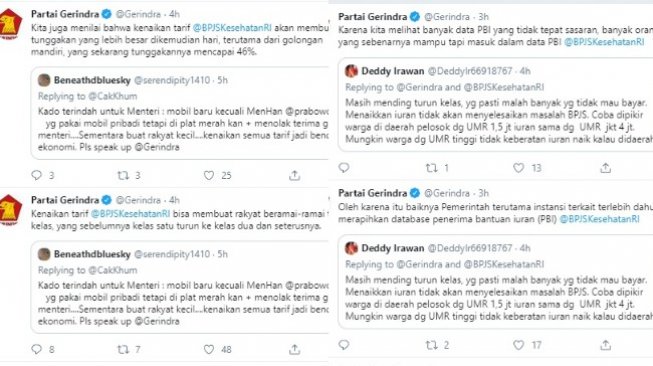 Tanggapan Partai Gerindra soal iuran BPJS Kesehatan naik (twitter @Gerindra)