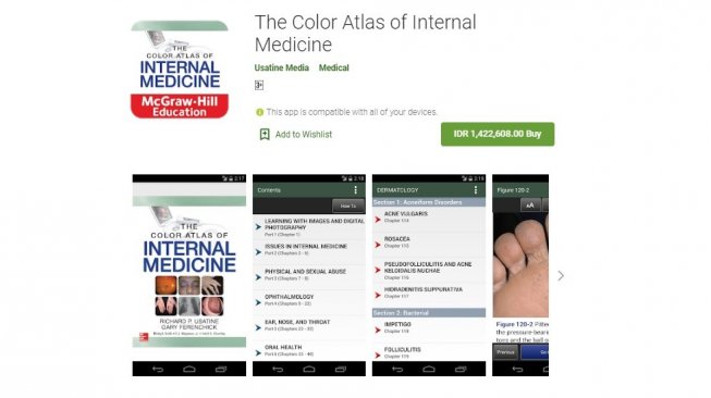 Aplikasi dan game termahal Android, The Color Atlas of Internal Medicine. [Google Play Store]