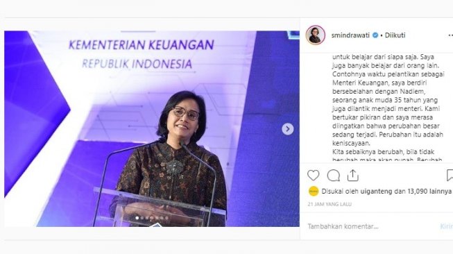 Cerita Sri Mulyani tentang Nadiem dan CEO Tokopedia (instagram/@smindrawati)