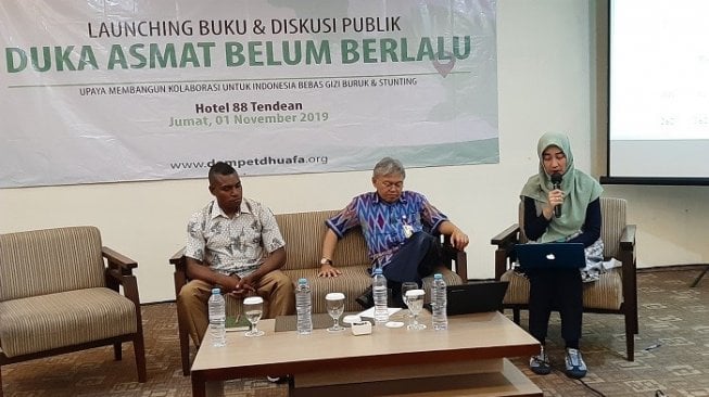 Peluncuran buku Duka Asmat Belum Berlalu buktikan pentingnya pendampingan untuk cegah KLB gizi buruk di Asmat, Papua. (Suara.com/Dini Afrianti)