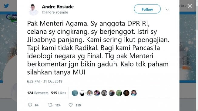 Cuitan Andre Rosiade - (Twitter/@andre_rosiade)