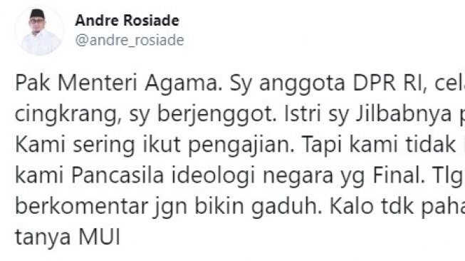 Cuitan Politikus Gerindra, Andre Rosiade. (Twitter @andre_rosiade)