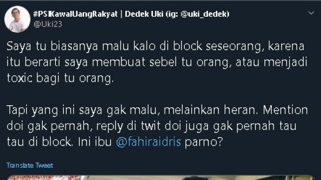 Akun Mendadak Diblokir Fahira Idris, Politikus PSI: Ibu Parno?