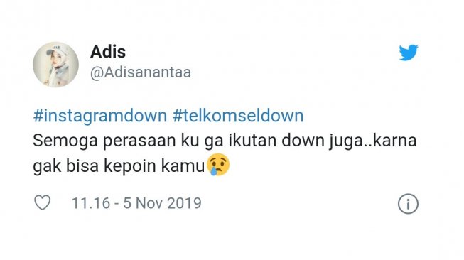 Cuitan warganet #instagramdown. [Twitter]