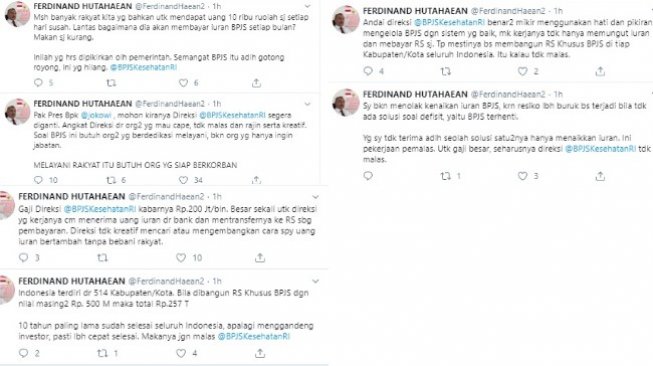 Politikus Partai Demokrat Ferdinand Hutahaean minta Presiden Jokowi mengganti Direksi BPJS Kesehatan (twitter @FerdinandHaean2)