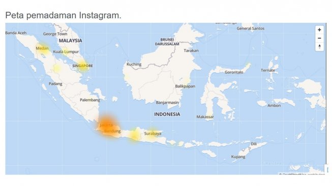 Instagram down maps. [Downdetector]