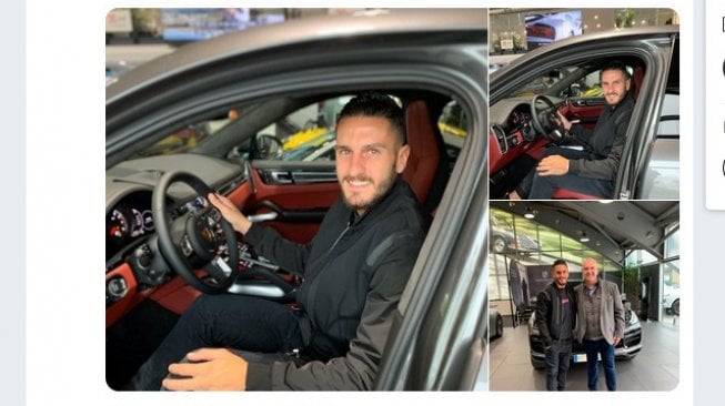 Koke alias Jorge Resurreccion Merodio bersama Porsche Cayenne Turbo Coupe [Twitter: @PorscheMadrid].