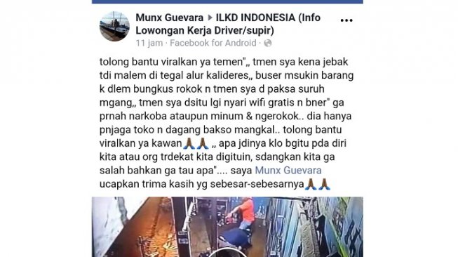 Viral video penangkapan 'jebakan' kasus narkoba. (Bidik layar Facebook)