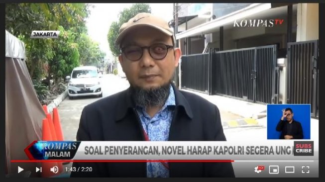 Bidikan layar gambar Novel Baswedan. (YouTube/Kompas Tv)