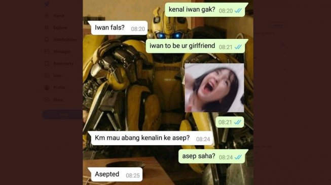 Tangkapan layar chat, iwan. [Twitter]