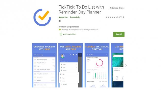 Aplikasi Android terbaik November 2019, Tick Tick. [Google Play Store]