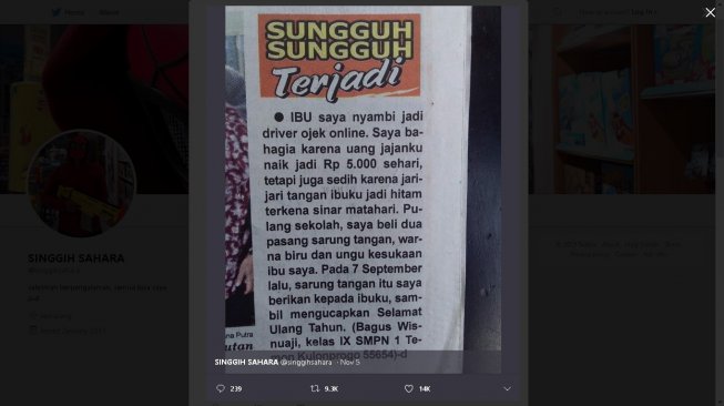 Beri Ibu Kado Sarung Tangan, Kisah Haru Bocah Asal Kulon Progo Ini Viral