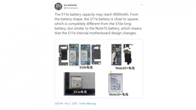 Bocoran Samsung Galaxy S11. [Twitter]