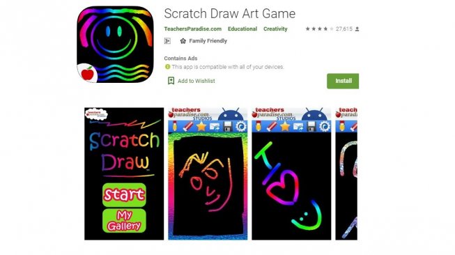 Aplikasi gambar atau doodle Android, Scratch Draw Art Game. [Google Play Store]