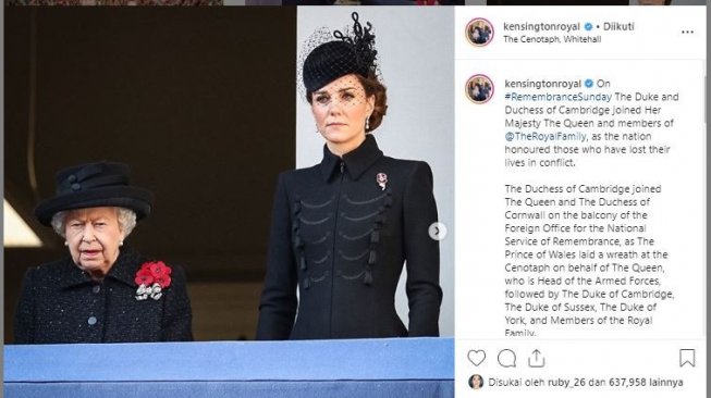 Tampil Berkarisma, Ini Outfit Kate Middleton di Acara Remembrance Day