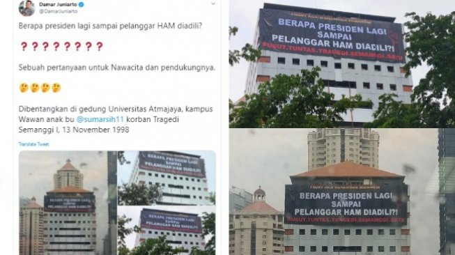 Spanduk Besar Usut Pelanggar HAM Diadili Dibentangkan di Kampus Atmajaya