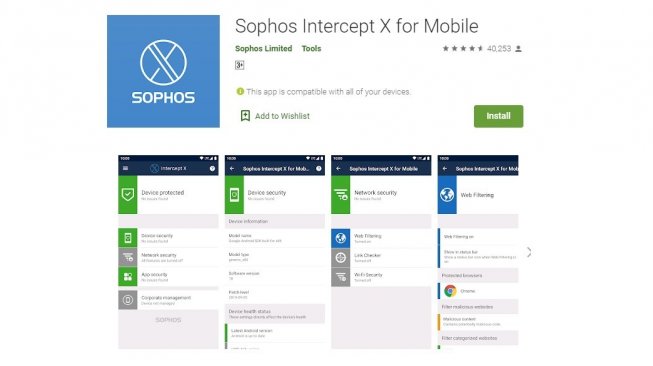 Aplikasi Antivirus dan Keamanan Terbaik Android, Sophos Intercept X for Mobile. [Google Play Store]