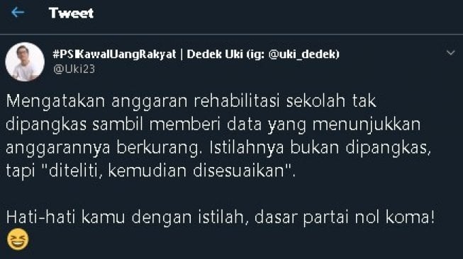 Cuitan Dedek Prayudi. (Twitter)